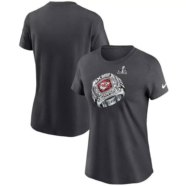 Womens Nike Anthracite Kansas City Chiefs Four-Time Super Bowl Champions T-Shirt Product Image