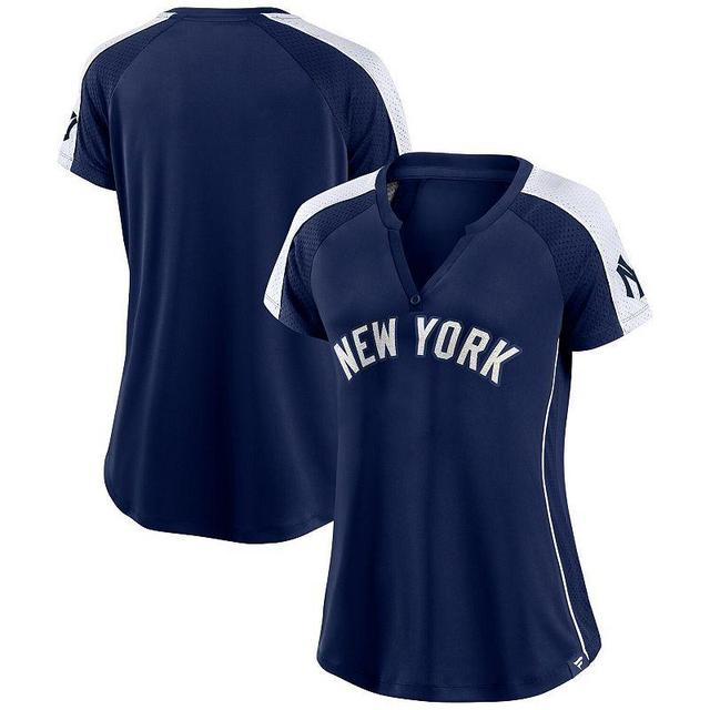 Womens Fanatics Branded /White New York Yankees True Classic League Diva Pinstripe Raglan V-Neck T-Shirt Blue Product Image