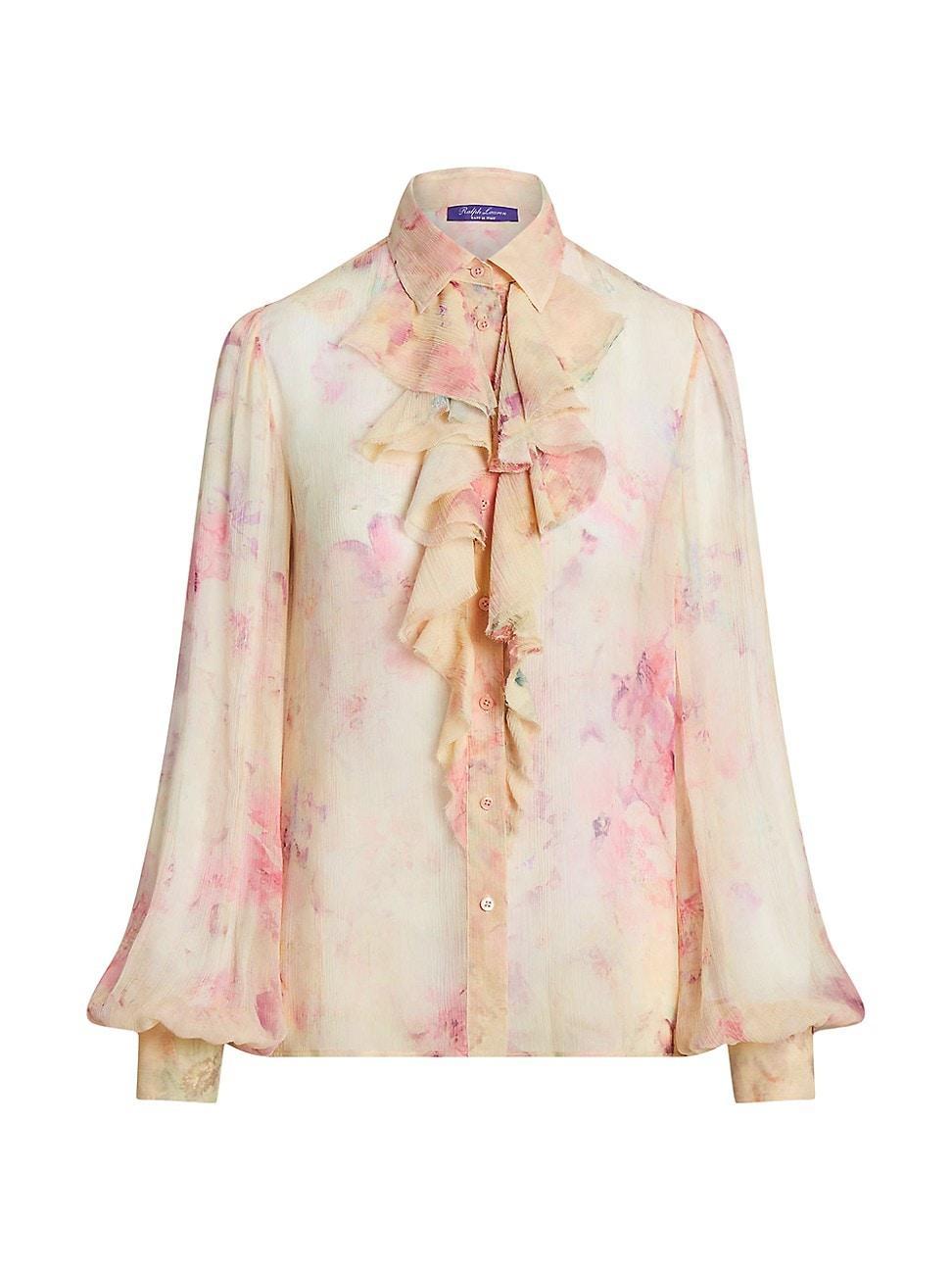 Womens Dylon Floral Silk Chiffon Blouse Product Image