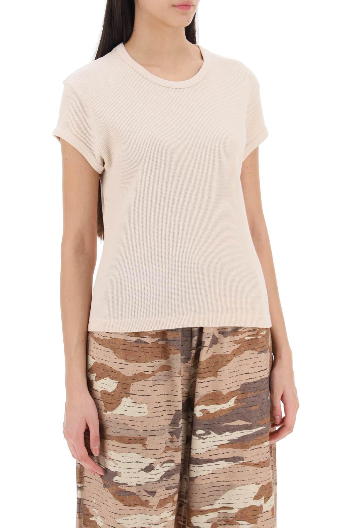 ACNE STUDIOS Cotton Honeycomb Pattern T-shirt In Neutral Product Image