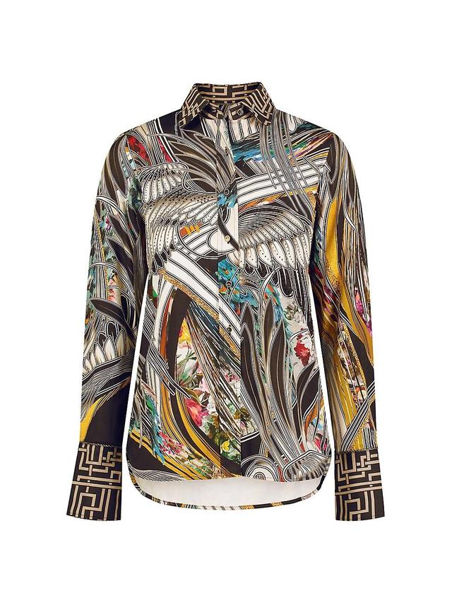 Womens Gilded Crane Cotton Long-Sleeve Shirt Product Image