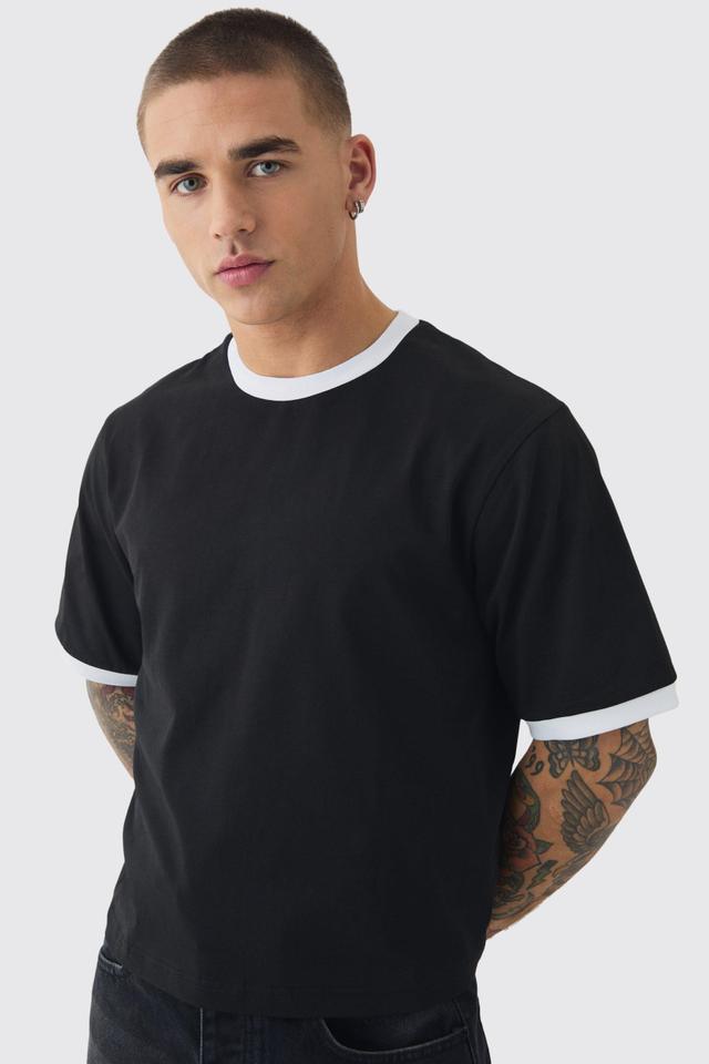 Ringer Neck Baby T-shirt | boohooMAN USA Product Image