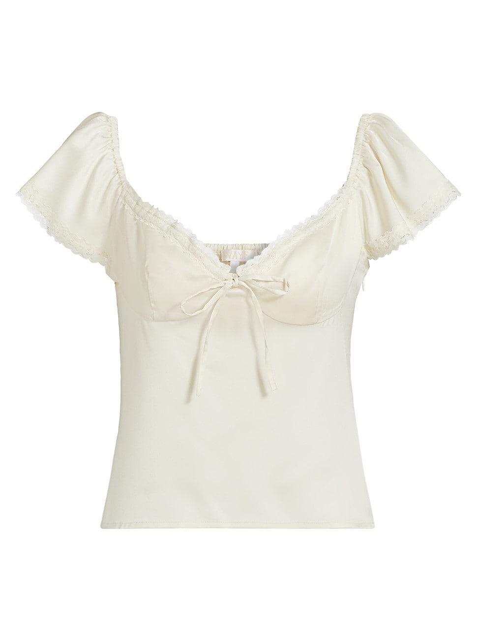 Womens Melissa Satin Lace Cap-Sleeve Top Product Image