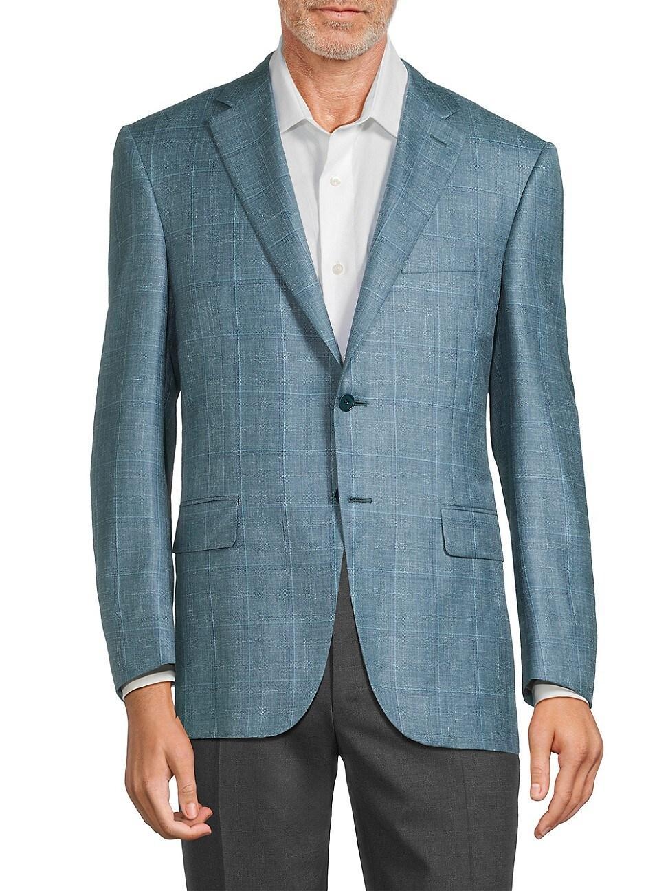 Mens Siena Windowpane Wool & Silk-Blend Two-Button Sport Coat Product Image