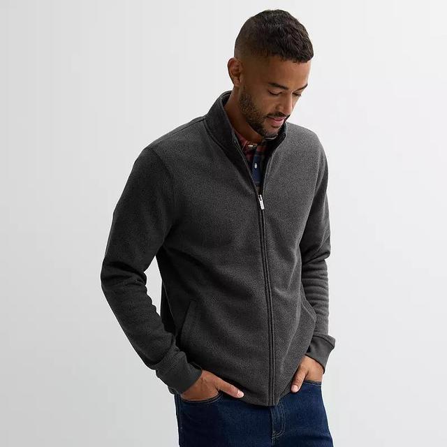 Mens Sonoma Goods For Life Sweater Fleece Full-Zip Grey Product Image