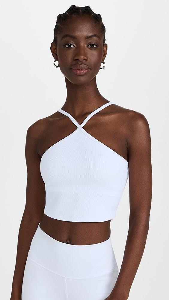 Alo Yoga Goddess Ribbed Cross Crop Top | Shopbop Product Image