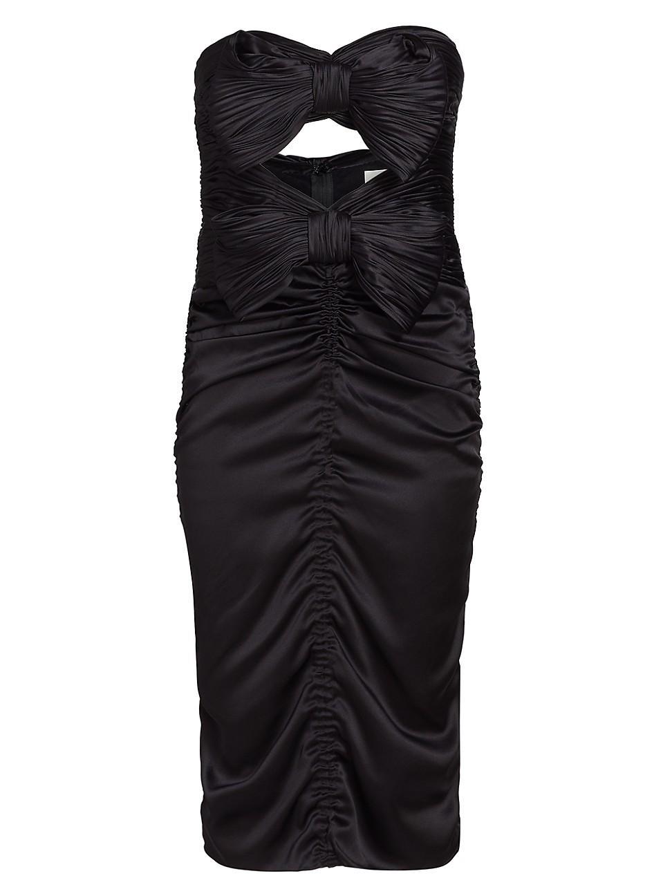 Womens Bow-Accented Strapless Ruched Dress Product Image