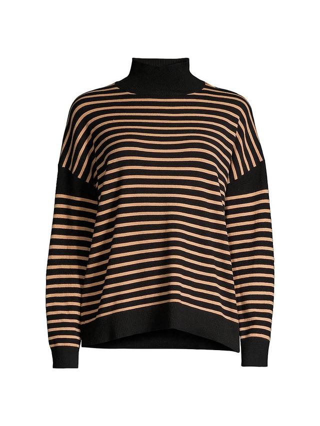 Womens Stripe Mock Turtleneck Blouse Product Image