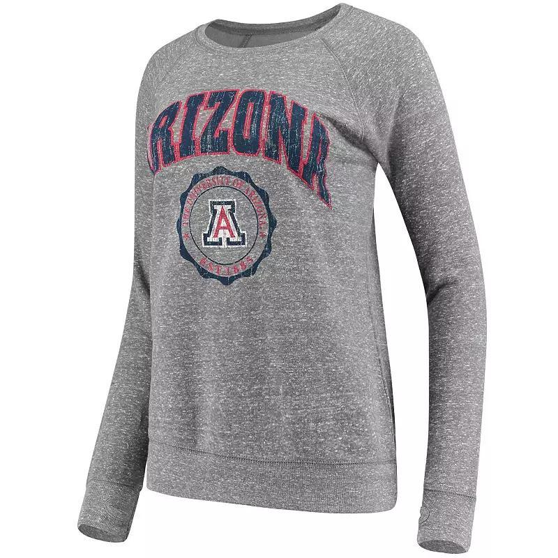 Womens Pressbox Heathered Gray Arizona Wildcats Edith Vintage Knobi Pullover Sweatshirt Product Image