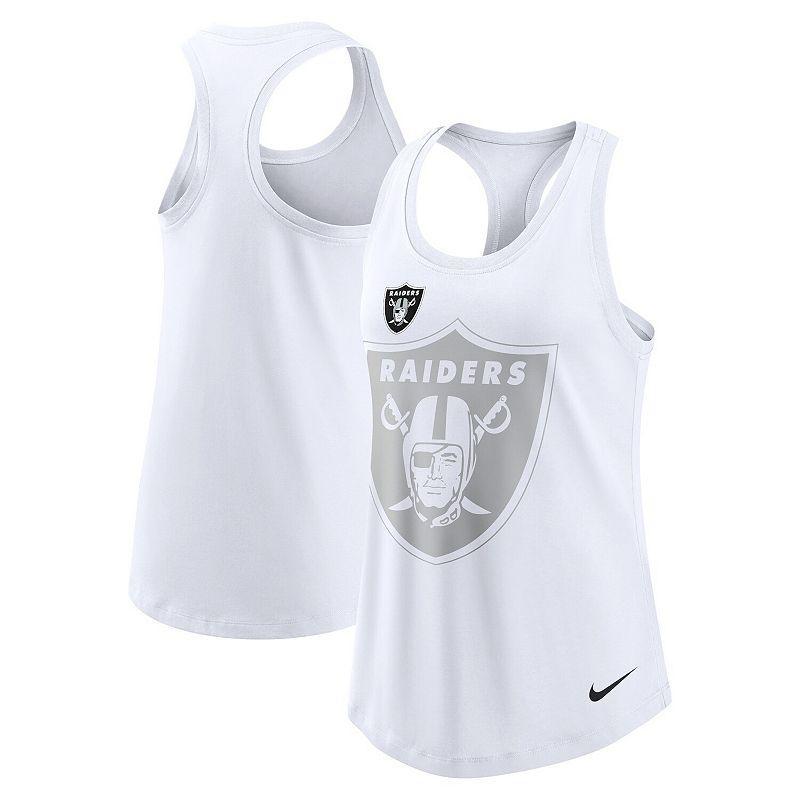 Womens Nike White Las Vegas Raiders Tri-Blend Scoop Neck Racerback Tank Top Product Image