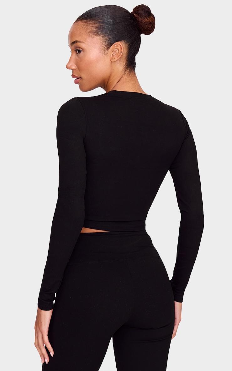 Black Sculpt Long Sleeve Crop Gym Top Product Image