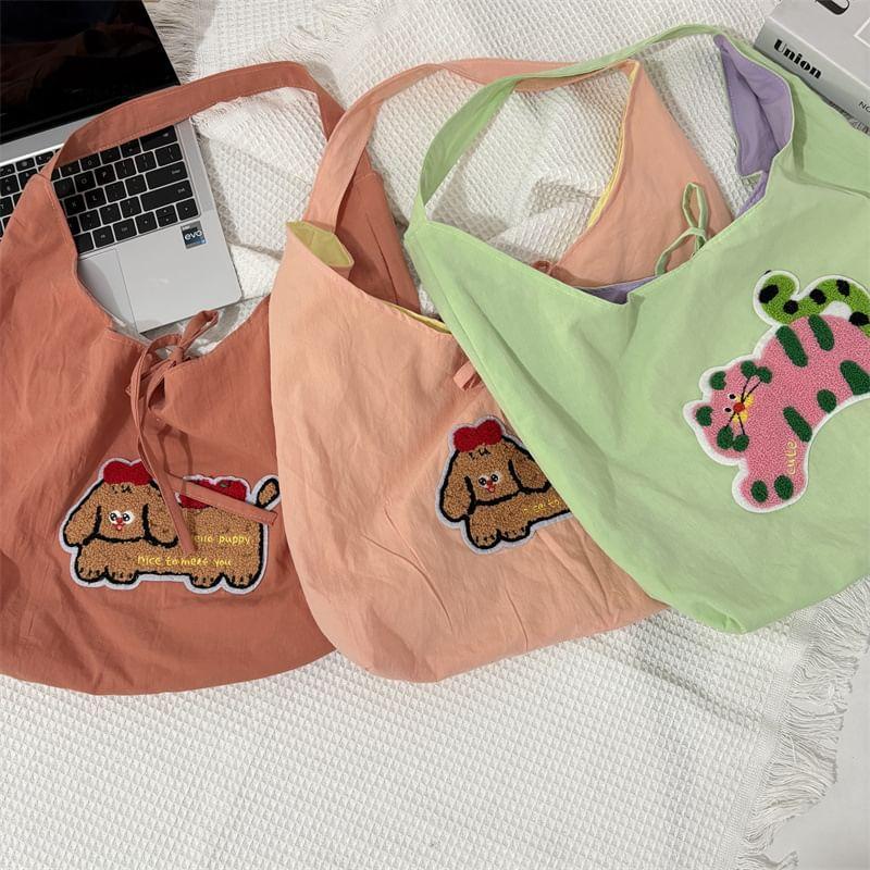 Cartoon Applique Bow Tote Bag Product Image