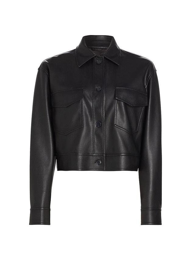 Susana Monaco Faux Leather Crop Cargo Jacket Product Image