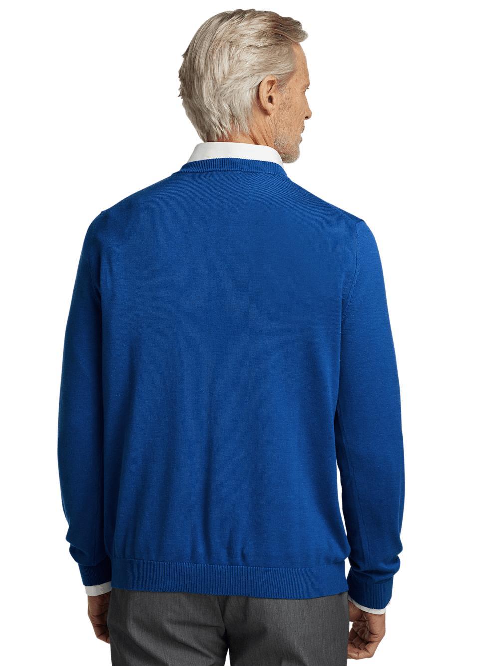 Supima Cotton V-neck Sweater - Blue Product Image