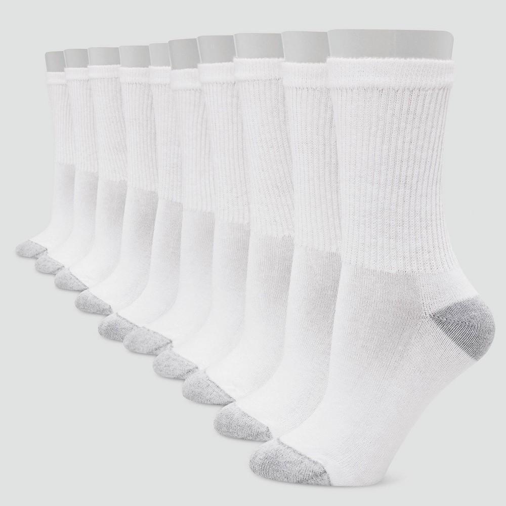 Hanes Womens Extended Size Cushioned 10pk Crew Socks 8-12 Product Image