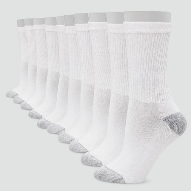 Hanes Womens Extended Size Cushioned 10pk Crew Socks 8-12 Product Image