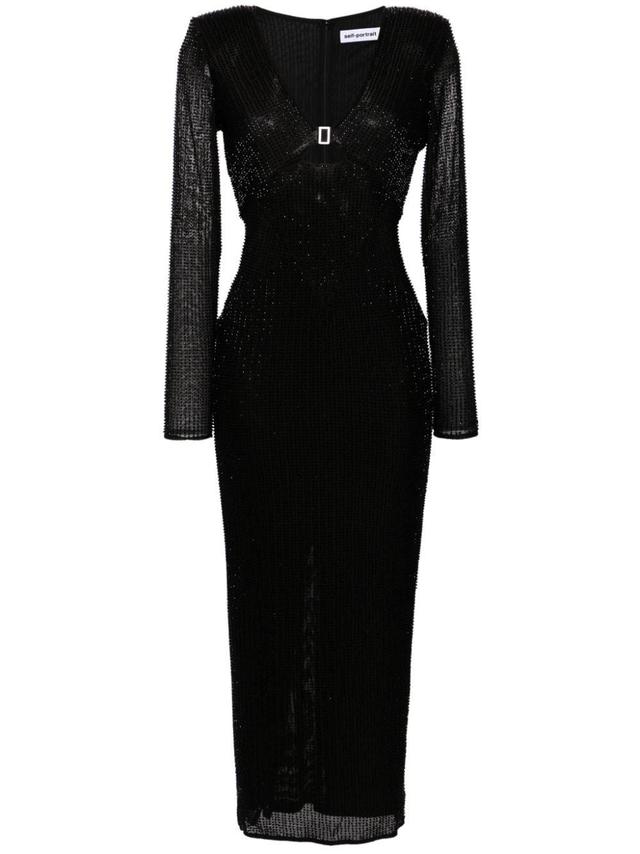 Beaded Column Maxi Dress In Black Product Image