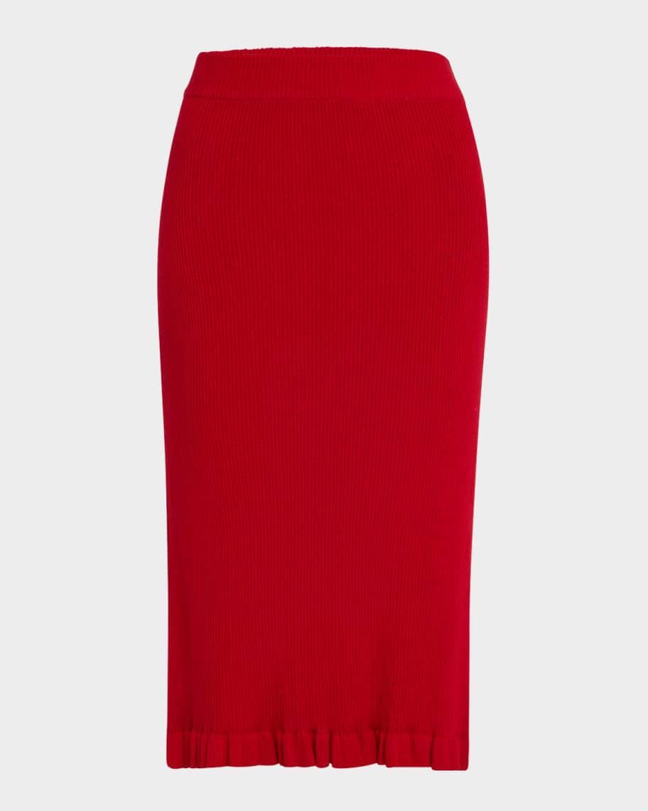 Grace Cashmere Ruffle-Hem Midi Skirt Product Image