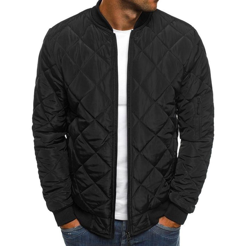 Quilted Zip-Up Bomber Jacket Product Image