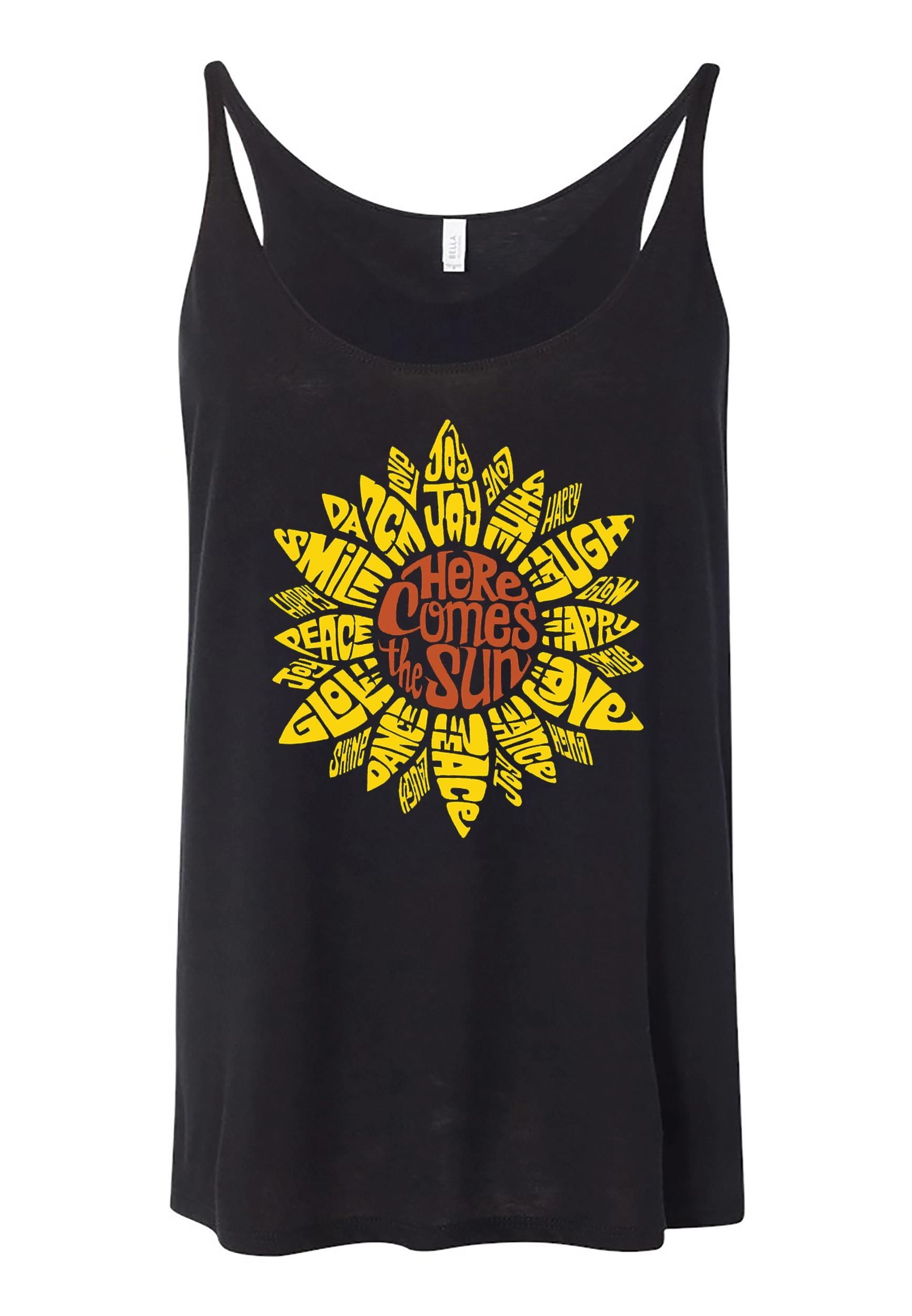 LA Pop Art Women's Sunflower Premium Word Art Flowy Tank Product Image