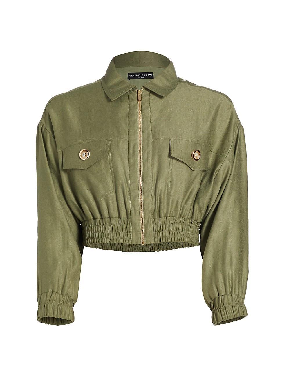 Womens Farrah Linen Bomber Jacket Product Image