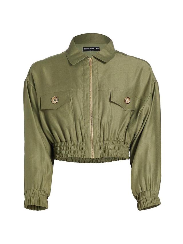 Womens Farrah Linen Bomber Jacket Product Image