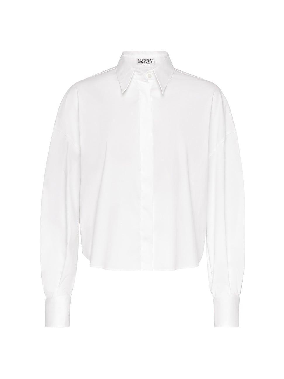 Womens Stretch Cotton Poplin Shirt With Monili Product Image