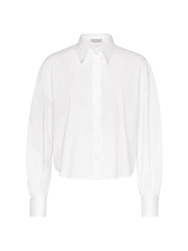 Womens Stretch Cotton Poplin Shirt With Monili Product Image