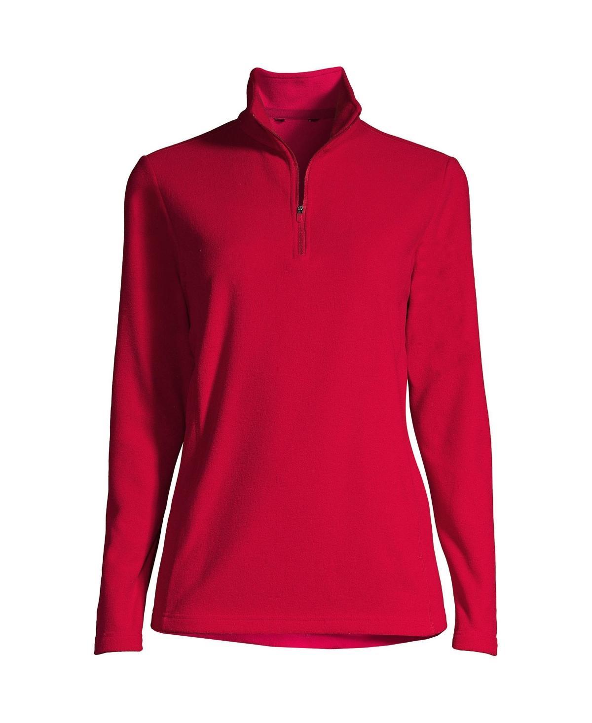 Womens Lands End Quarter-Zip Fleece Pullover Pink Pink Product Image