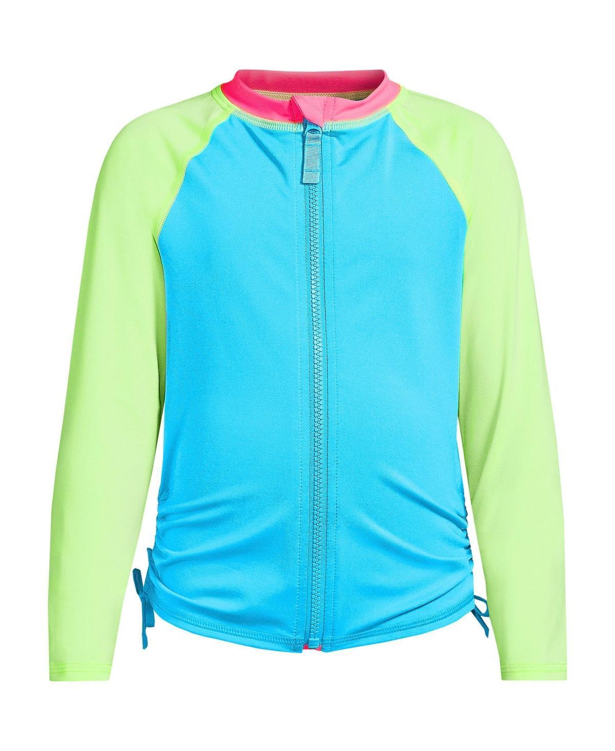 Lands End Womens Girls Long Sleeve Zip Front Upf 50 Rash Guard - Knockout pink Product Image