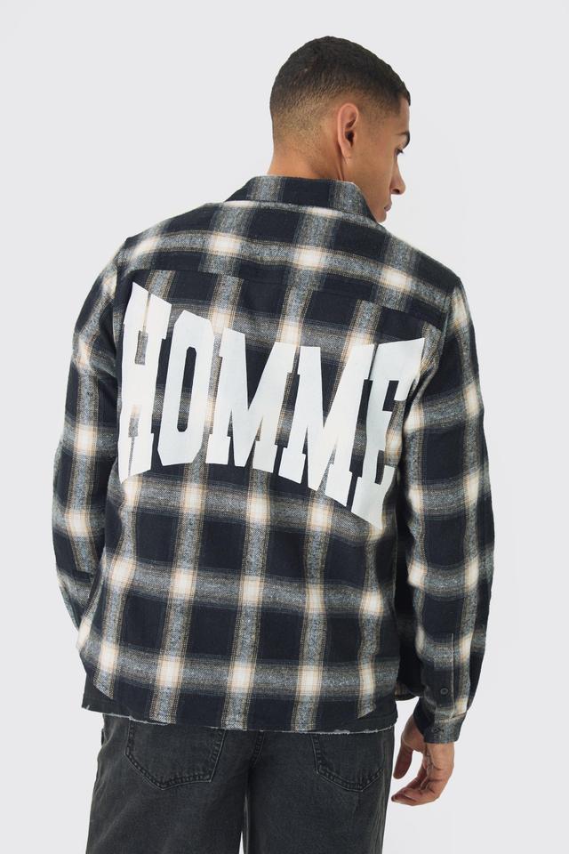 Regular Fit Homme Print Flannel Shirt | boohooMAN USA Product Image