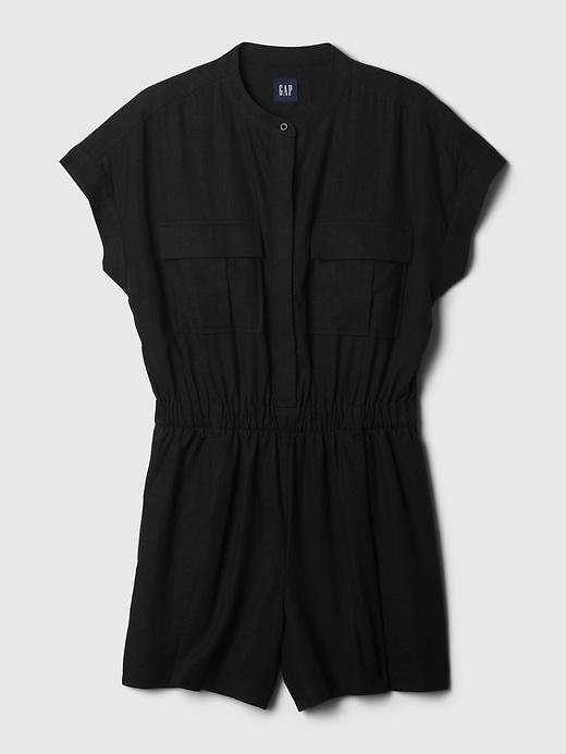 Linen-Blend Utility Romper Product Image