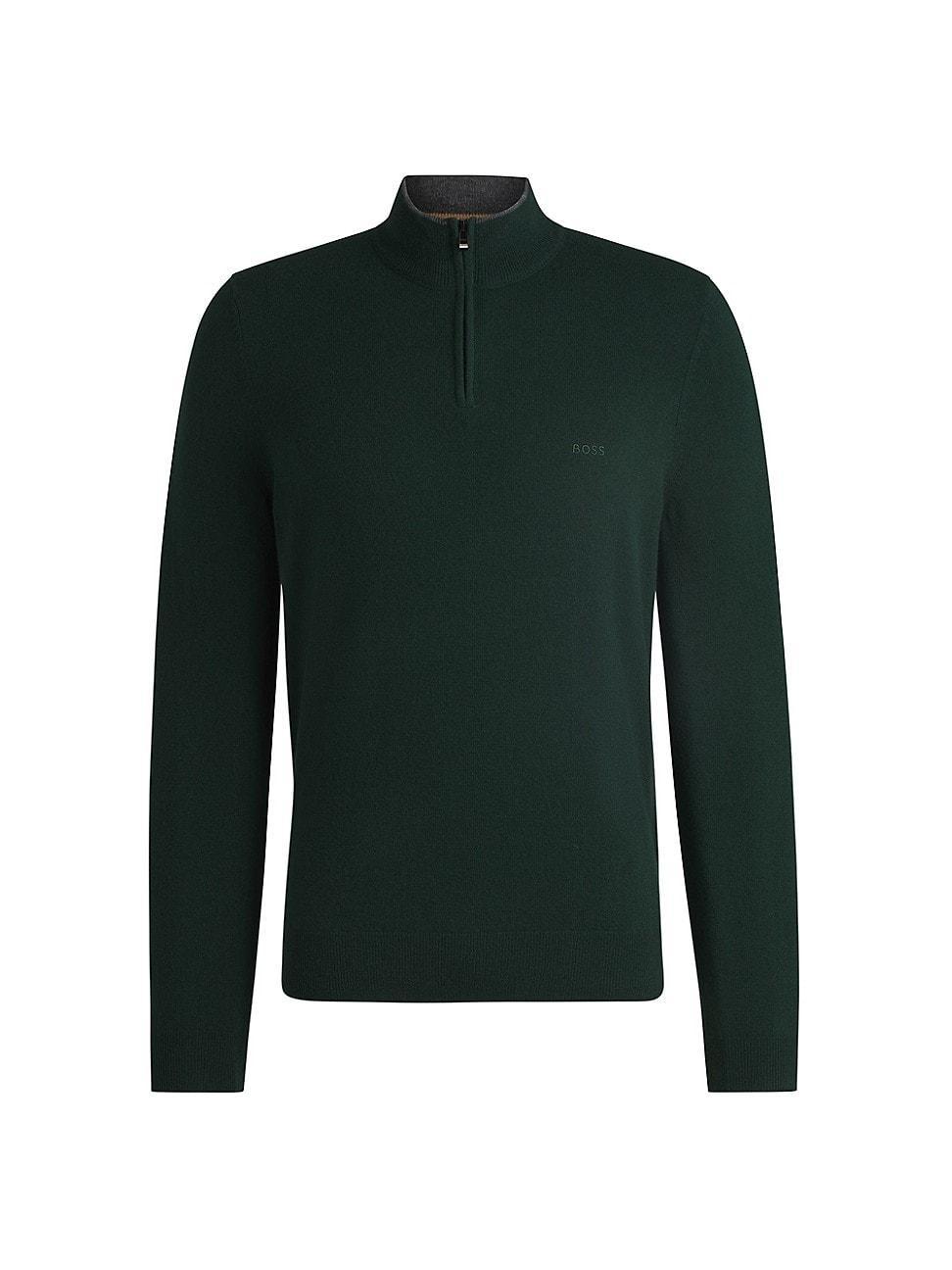 Mens Virgin-Wool Regular-Fit Sweater with Embroidered Logo Product Image