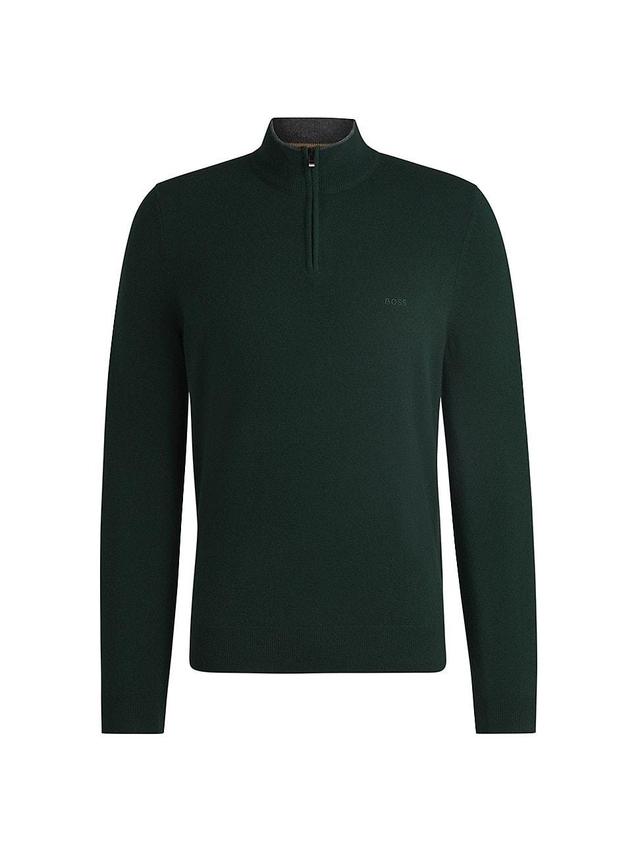 Mens Virgin-Wool Regular-Fit Sweater with Embroidered Logo Product Image