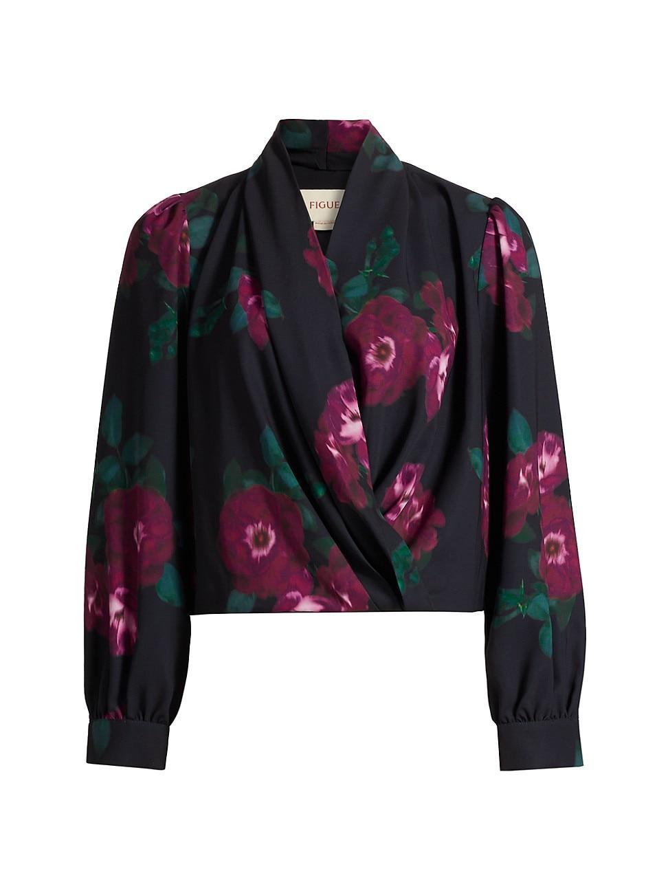 Womens Jackie Floral V-Neck Blouse Product Image