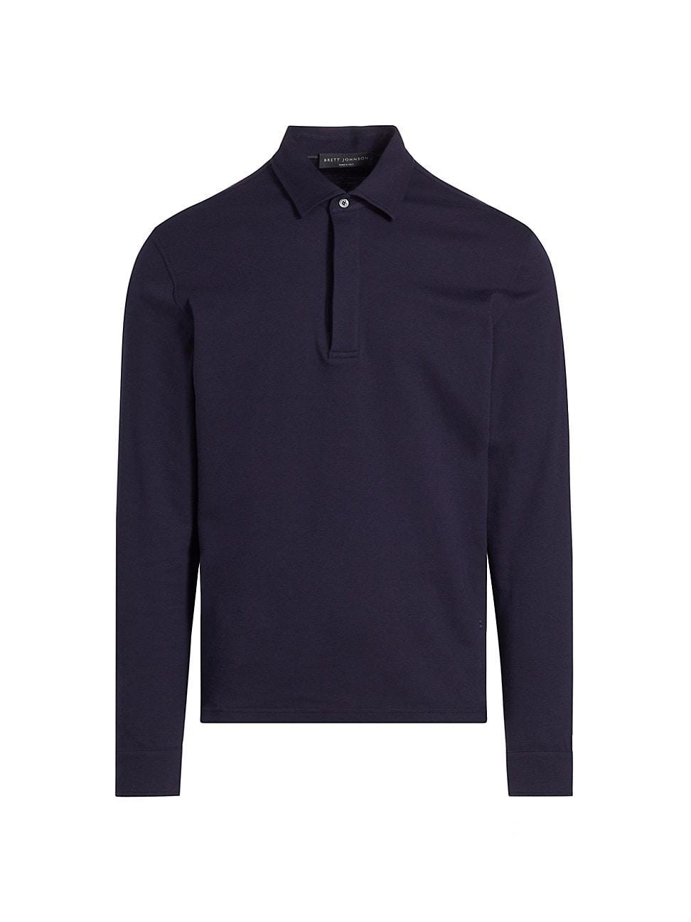 Mens Cotton-Blend Long-Sleeve Polo Shirt Product Image