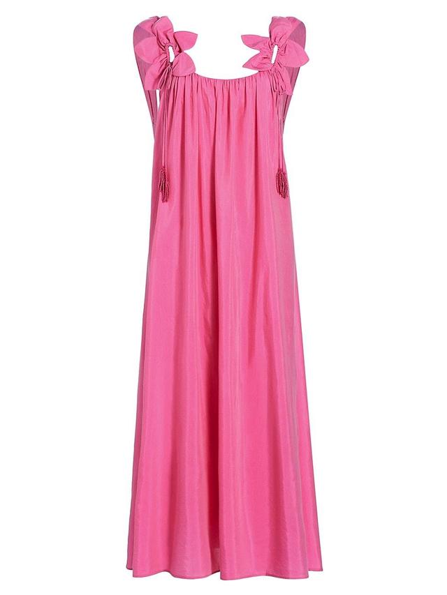 Pink Floral Details Sleeveless Midi Dress, PINK / XXS Product Image