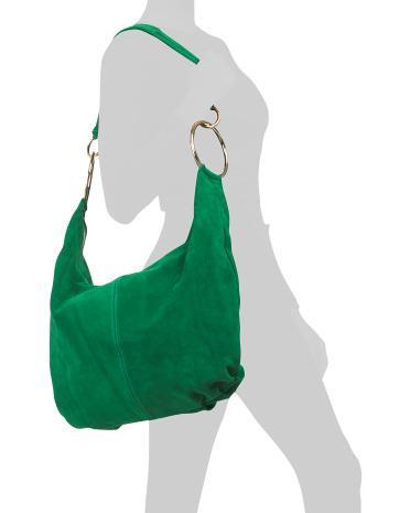 Suede Circle Handle Detail Hobo for Women Product Image