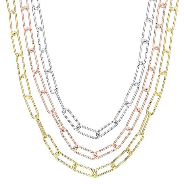 Stella Grace Tri-Tone 18k Gold Over Silver Multistrand Oval Link Chain Necklace, Womens Multicolor Product Image