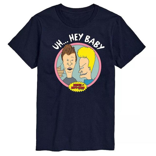 Mens Beavis & Butthead Uh... Hey Baby Graphic Tee Blue Product Image