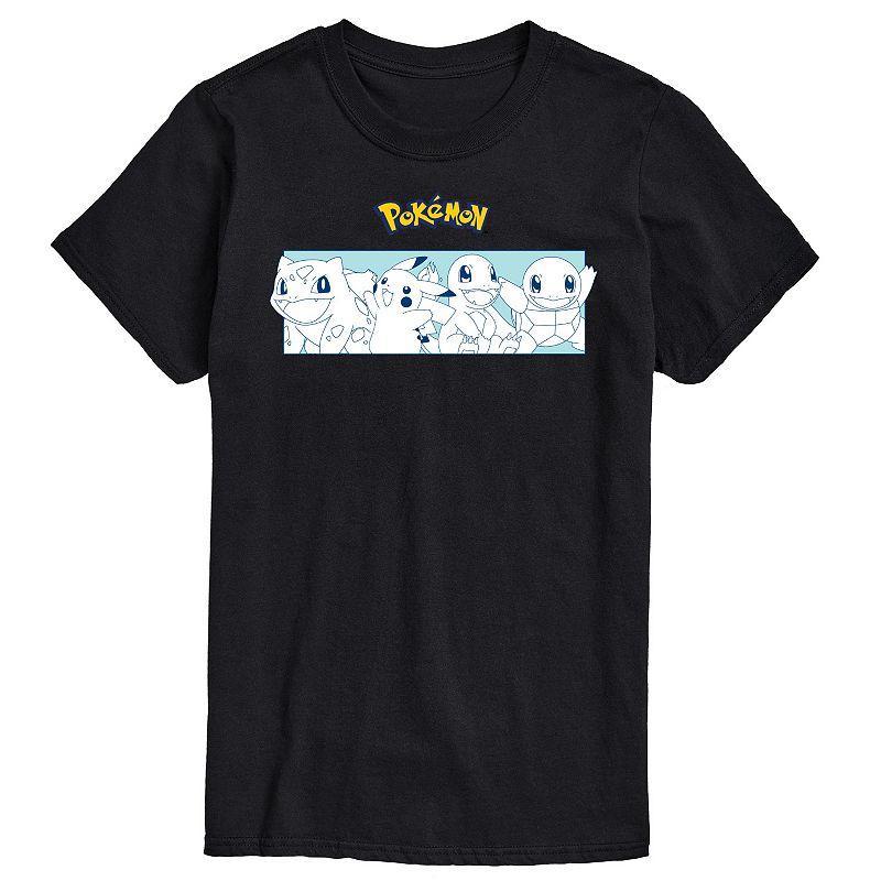 Mens Pokemon Starters Stripe Graphic Tee Black Product Image