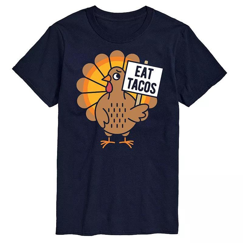 Mens Eat Tacos Turkey Graphic Tee Blue Product Image