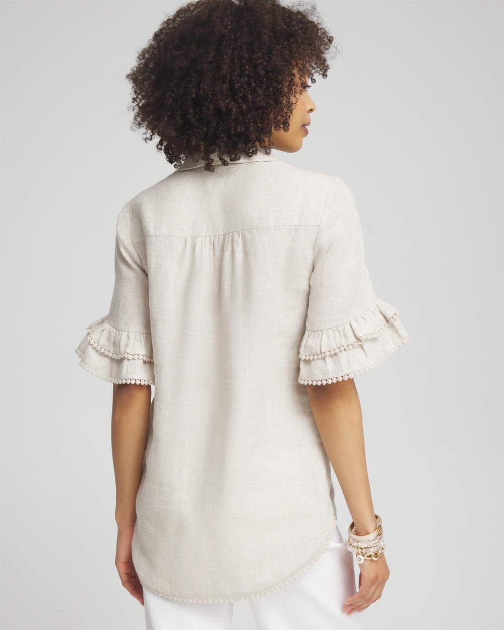 Linen Ruffle Sleeve Blouse Product Image