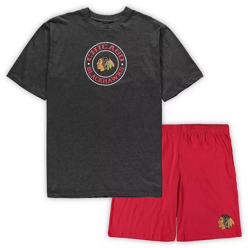 Mens Concepts Sport /Heathered Charcoal Chicago Blackhawks Big & Tall T-Shirt & Shorts Sleep Set Product Image