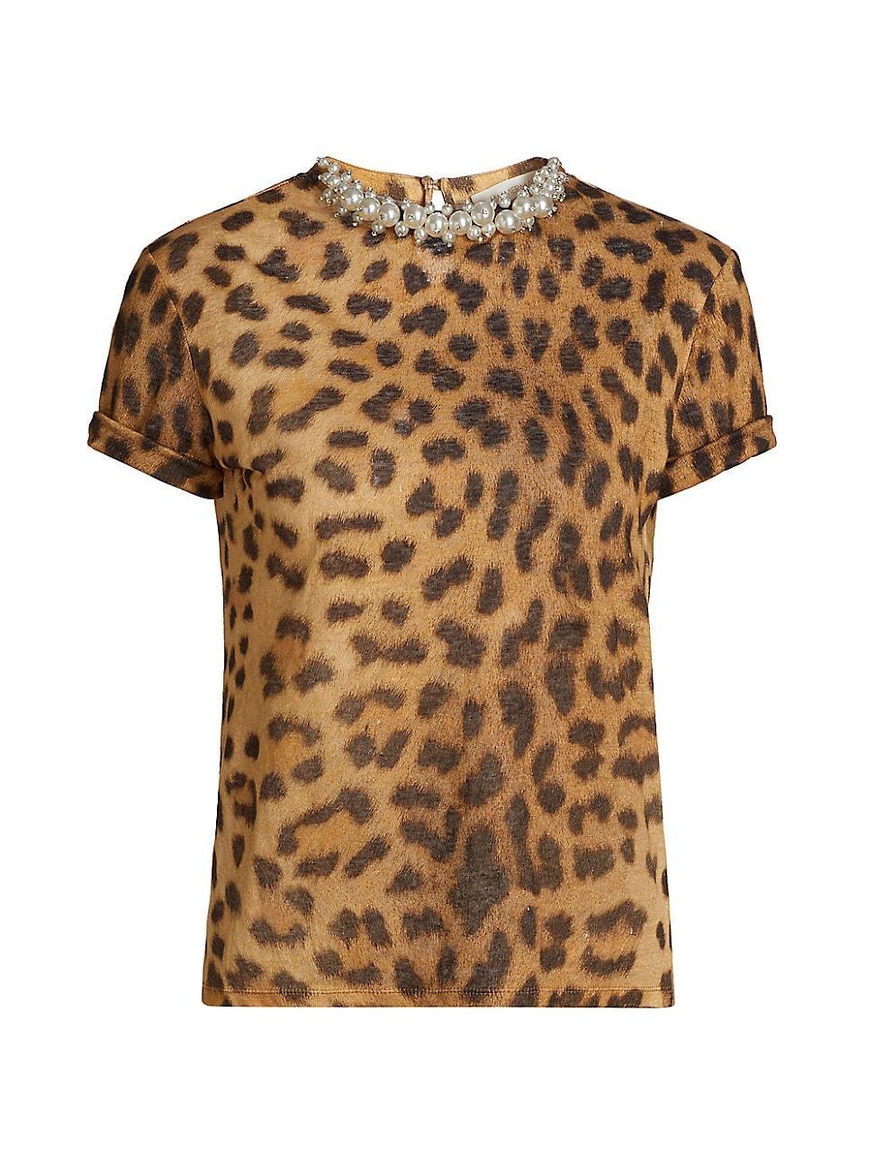 Womens Crush Embellished Leopard T-Shirt Product Image