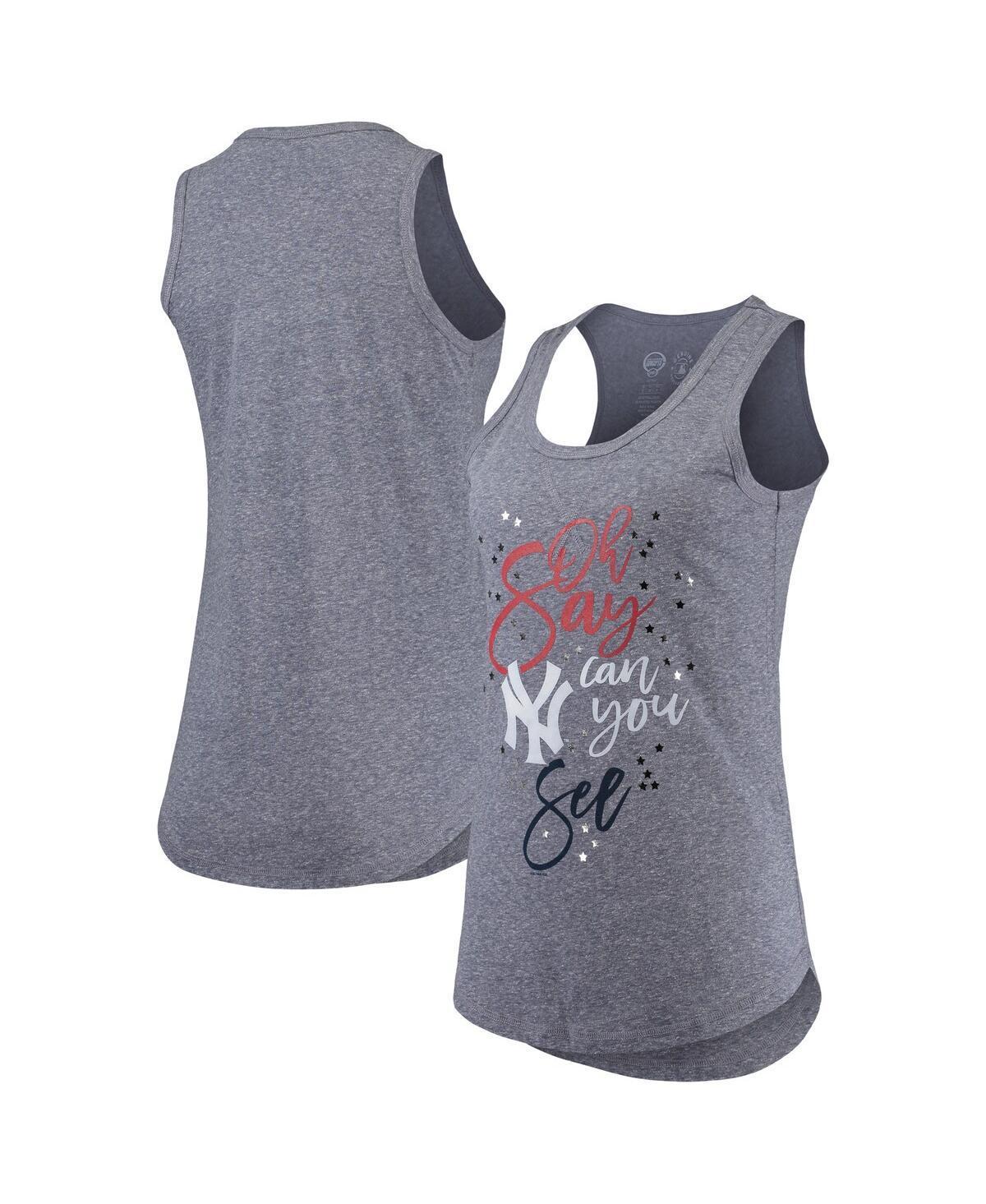 Womens Touch Navy New York Yankees Americana Tri-Blend Racerback Tank Top Product Image