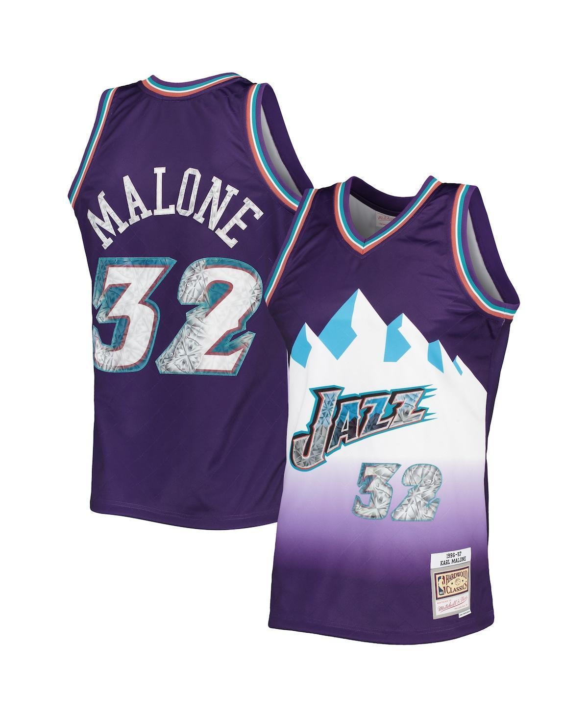 Mens Mitchell & Ness Karl Malone Purple Utah Jazz 1996-97 Hardwood Classics 75th Anniversary Diamond Swingman Jersey Product Image