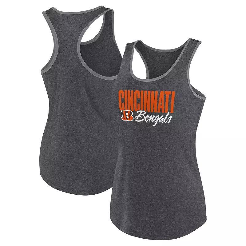 Womens Fanatics Heather Charcoal Cincinnati Bengals Fuel Racerback Tank Top Product Image