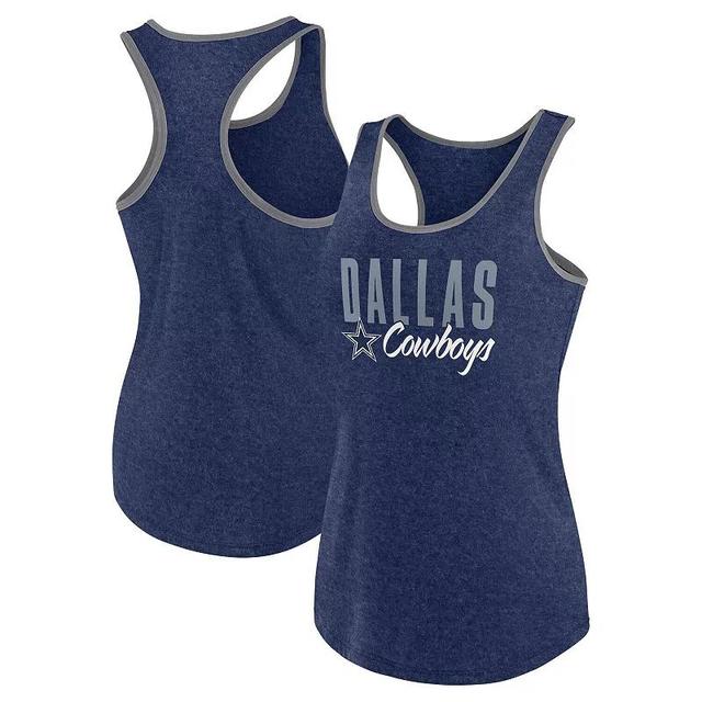 Womens Fanatics Heather Dallas Cowboys Fuel Racerback Tank Top Blue Product Image