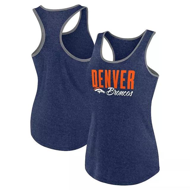 Womens Fanatics Heather Denver Broncos Fuel Racerback Tank Top Blue Product Image